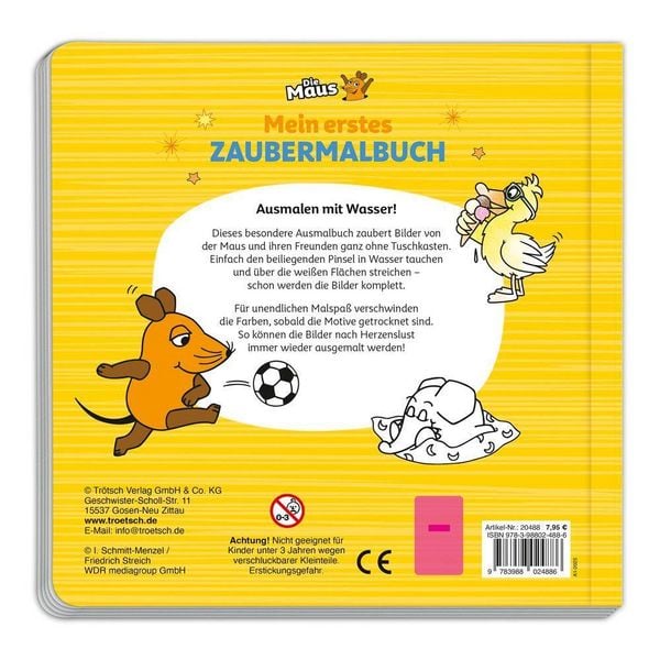 Produktbild: Tr&ouml;tsch Die Maus Malbuch mit Pinsel Mein erstes Zaubermalbuch