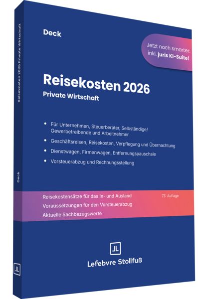 Reisekosten 2026, Taschenbuch von Wolfgang Deck, Stollfuß Verlag, 978-3-08-311026-2