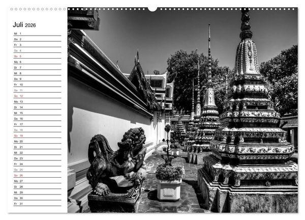 Produktbild: Bangkok Impressionen in Schwarz Wei&szlig; (hochwertiger Premium Wandkalender 2026 DIN A2 quer), Kunstdruck in Hochglanz