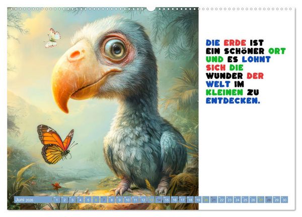 Produktbild: Vogelspr&uuml;che - Humor (hochwertiger Premium Wandkalender 2026 DIN A2 quer), Kunstdruck in Hochglanz