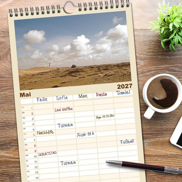 Produktbild: Familienplaner 2027 - Sylt-Momente mit 5 Spalten (Wandkalender, 21 x 45 cm) CALVENDO
