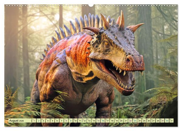 Produktbild: Urzeittiere - KI-Fantasiebilder (hochwertiger Premium Wandkalender 2026 DIN A2 quer), Kunstdruck in Hochglanz