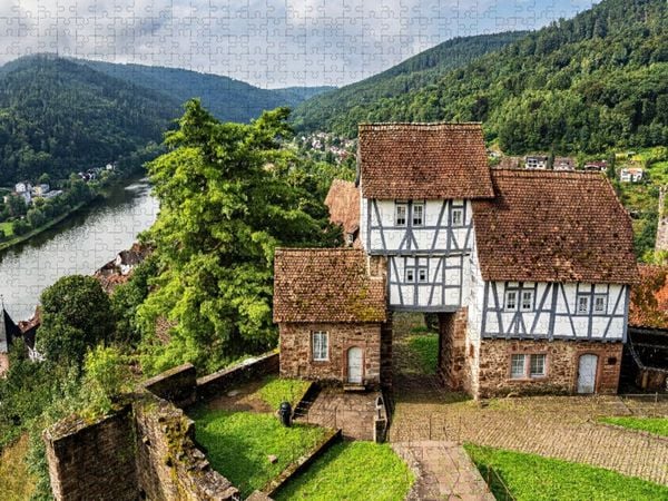 Produktbild: CALVENDO Puzzle Blick vom Schloss Hirschhorn auf das Neckartal | 1000 Teile Lege-Gr&ouml;&szlig;e 64x48cm Foto-Puzzle f&uuml;r gl&uuml;ckliche Stunden