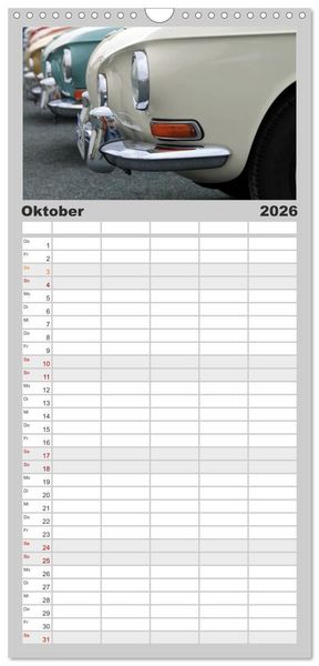Produktbild: Familienplaner 2026 - Eine Legende lebt. Der Karmann-Ghia mit 5 Spalten (Wandkalender, 21 x 45 cm) CALVENDO