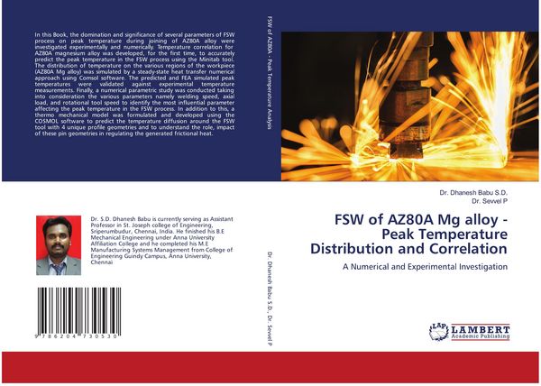 Produktbild: FSW of AZ80A Mg alloy - Peak Temperature Distribution and Correlation