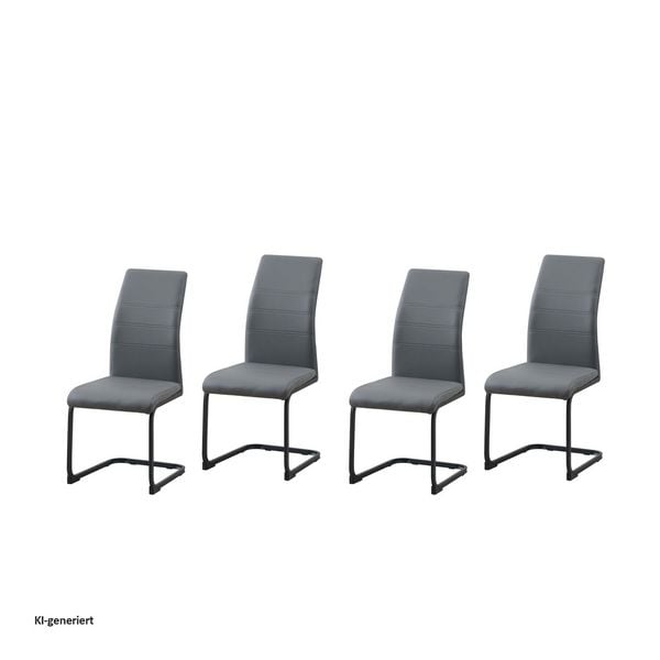 Produktbild: HTI-Living Schwingstuhl 4er Set PU grau SallyP Freischwinger Esszimmerstuhl Kunstleder