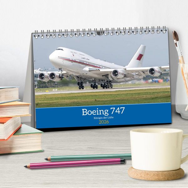 Produktbild: Boeing 747 Kalender (Tischkalender 2026 DIN A5 quer), CALVENDO Monatskalender