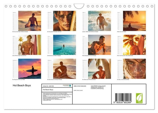 Produktbild: Hot Beach Boys (Wandkalender 2027 DIN A4 quer), CALVENDO Monatskalender