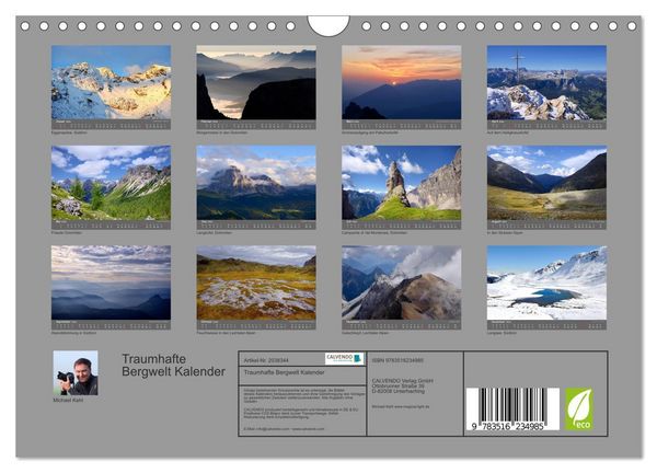 Produktbild: Traumhafte Bergwelt Kalender (Wandkalender 2026 DIN A4 quer), CALVENDO Monatskalender