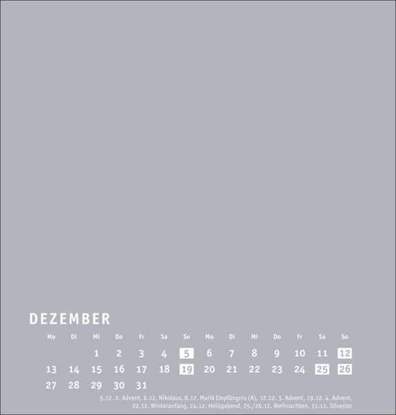Produktbild: Premium-Bastelkalender silbergrau mittel 2027