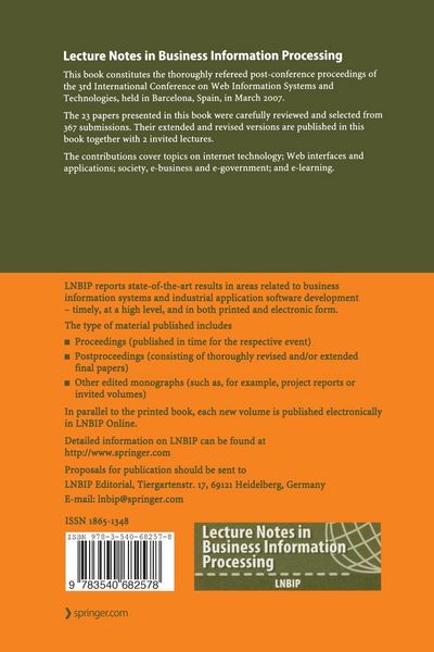 Produktbild: Web Information Systems and Technologies