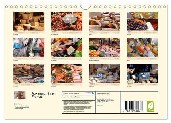 Produktbild: Aux march&eacute;s en France (Calendrier mural 2026 DIN A4 vertical), CALVENDO calendrier mensuel