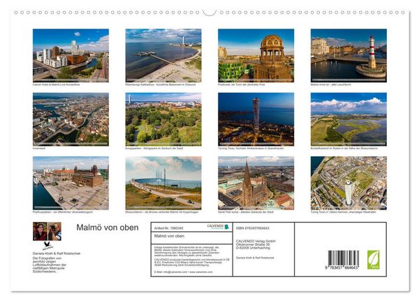 Produktbild: Malm&ouml; von oben (hochwertiger Premium Wandkalender 2026 DIN A2 quer), Kunstdruck in Hochglanz