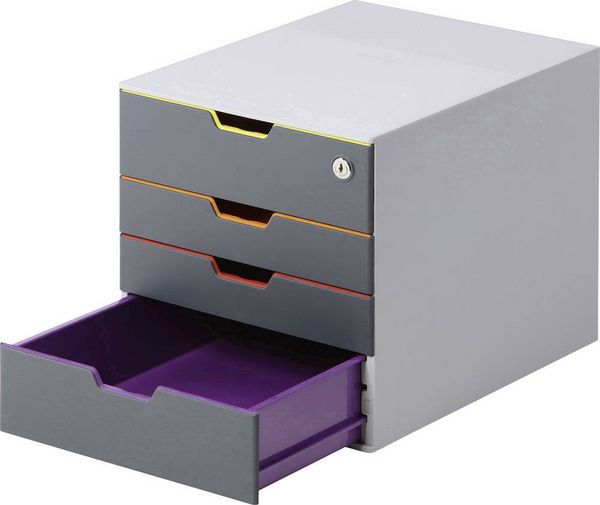 Produktbild: Durable VARICOLOR 4 SAFE - 7606 760627 Schubladenbox Grau DIN A4, DIN C4, Folio, Letter Anzahl der Schubf&auml;cher: 4