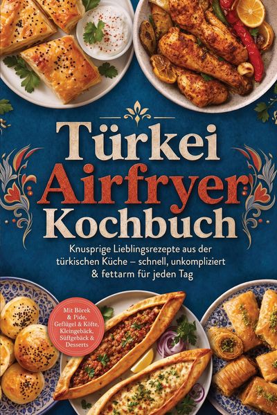 Produktbild: T&uuml;rkei Airfryer Kochbuch: Knusprige Lieblingsrezepte aus der t&uuml;rkischen K&uuml;che - schnell, unkompliziert & fettarm f&uuml;r jeden Tag. Mit B&ouml;rek & Pide, Gefl