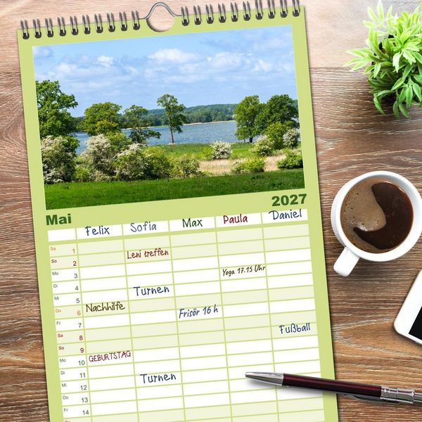 Produktbild: Familienplaner 2027 - Unterwegs entlang der Schlei mit 5 Spalten (Wandkalender, 21 x 45 cm) CALVENDO
