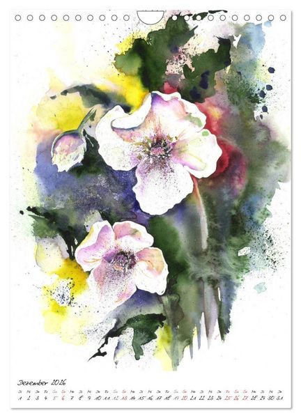 Produktbild: Bl&uuml;tenaquarelle (Wandkalender 2026 DIN A4 hoch), CALVENDO Monatskalender
