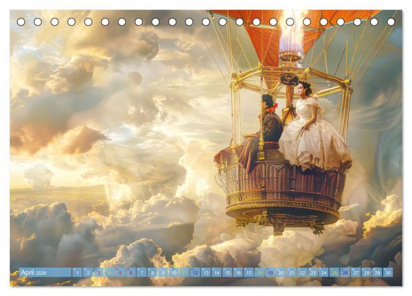 Produktbild: Ballonfahrt - Fantasie Stil (Tischkalender 2026 DIN A5 quer), CALVENDO Monatskalender
