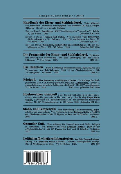Produktbild: Eisengu&szlig; in Dauerformen