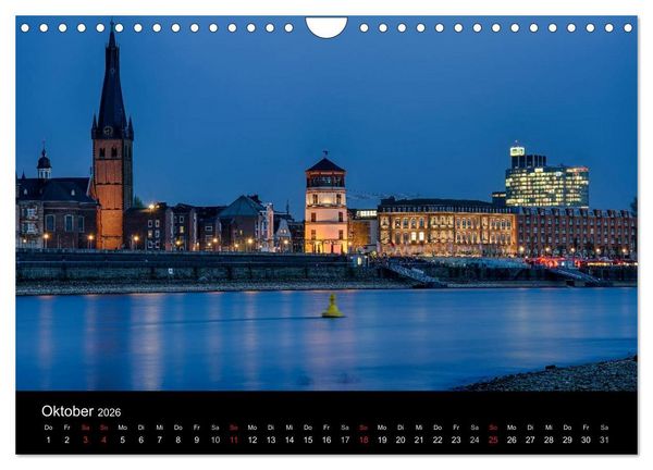 Produktbild: D&uuml;sseldorf - Ansichten am Abend (Wandkalender 2026 DIN A4 quer), CALVENDO Monatskalender