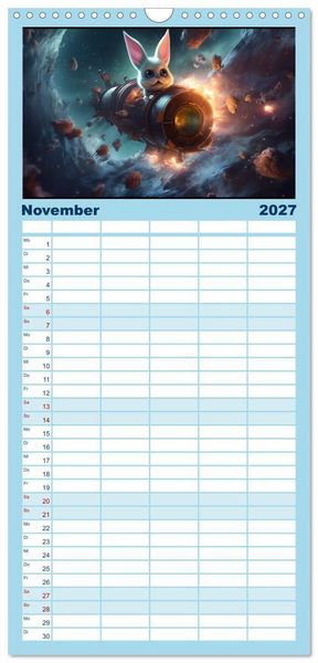 Produktbild: Familienplaner 2027 - Spannendes Weltraumabenteuer mit 5 Spalten (Wandkalender, 21 x 45 cm) CALVENDO