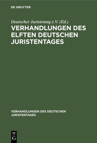 Produktbild: Verhandlungen des Elften Deutschen Juristentages