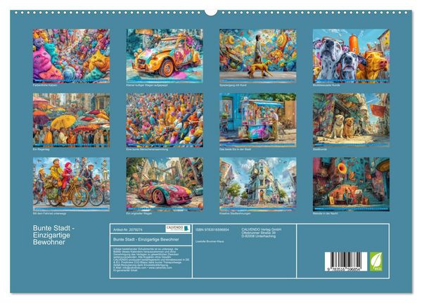 Produktbild: Bunte Stadt - Einzigartige Bewohner (hochwertiger Premium Wandkalender 2026 DIN A2 quer), Kunstdruck in Hochglanz
