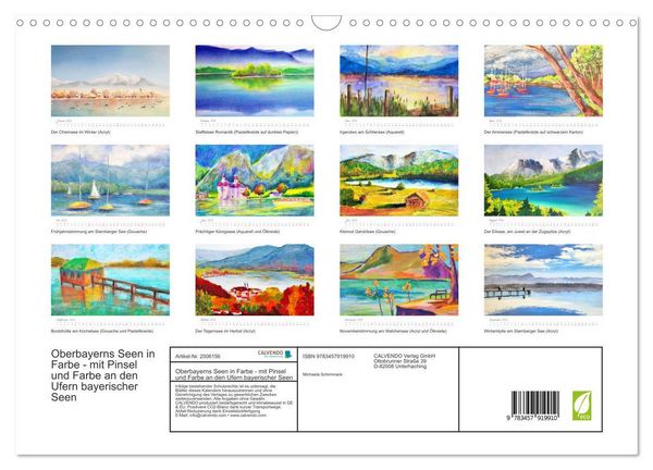Produktbild: Oberbayerns Seen in Farbe - mit Pinsel und Farbe an den Ufern bayerischer Seen (Wandkalender 2026 DIN A3 quer), CALVENDO Monatskalender