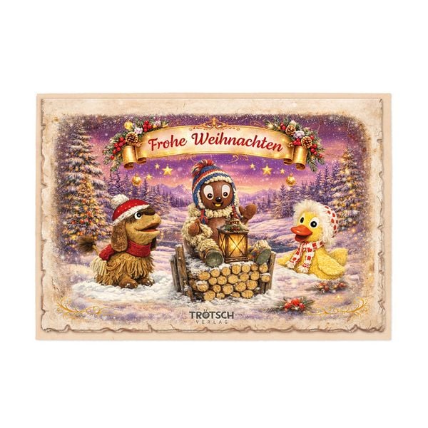 Produktbild: TR&Ouml;TSCH - Unser Sandm&auml;nnchen Weihnachtskarte Nostalgie Pittiplatsch und Freunde