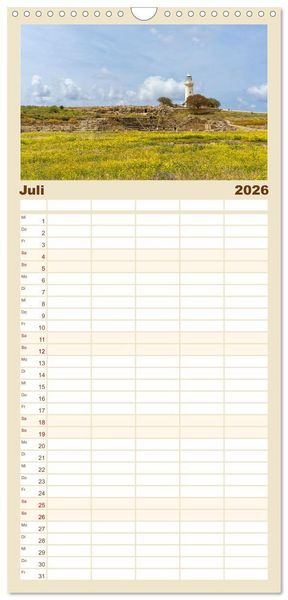 Produktbild: Familienplaner 2026 - Zauberhaftes Zypern mit 5 Spalten (Wandkalender, 21 x 45 cm) CALVENDO