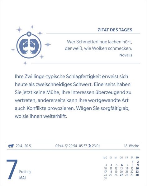 Produktbild: Zwillinge Sternzeichenkalender 2027 - Tagesabrei&szlig;kalender - Ihr Horoskop f&uuml;r jeden Tag