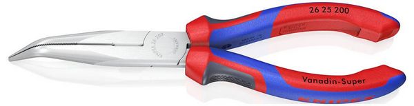 Produktbild: Knipex 26 25 200 Elektronik- u. Feinmechanik Flachrundzange 40&deg; gebogen Vanadium Elektrostahl 200 mm