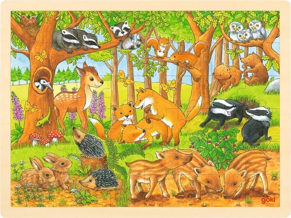Einlegepuzzle Tierkinder im Wald