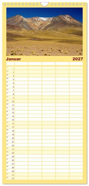 Produktbild: Familienplaner 2027 - Bolivien - Eine Wanderreise mit 5 Spalten (Wandkalender, 21 x 45 cm) CALVENDO
