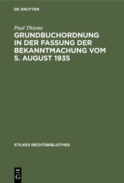 Produktbild: Grundbuchordnung in der Fassung der Bekanntmachung vom 5. August 1935