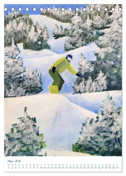 Produktbild: Powder Passion - Snowboardkunst im H&ouml;henrausch (Tischkalender 2026 DIN A5 hoch), CALVENDO Monatskalender
