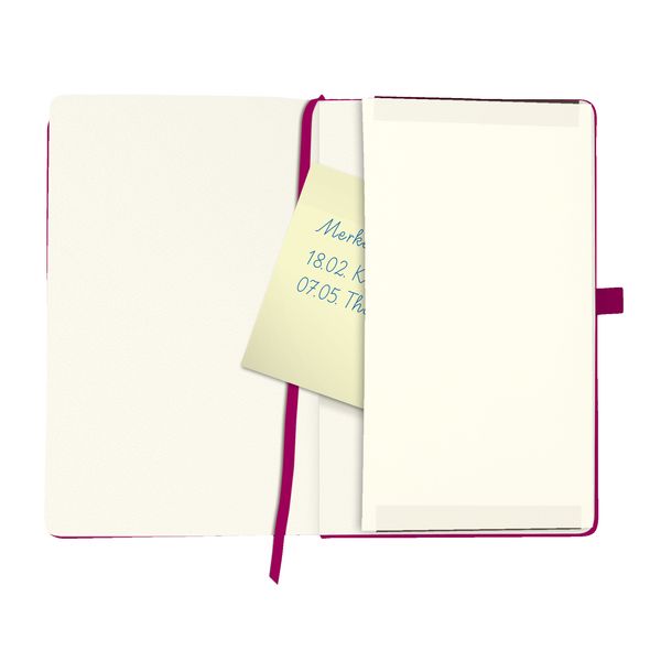 Herlitz Notizbuch Classic A5 96 Blatt kariert berry mit Leseband und Falttasche my.book