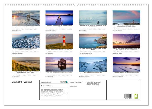 Produktbild: Meditation Wasser (Wandkalender 2026 DIN A2 quer), CALVENDO Monatskalender