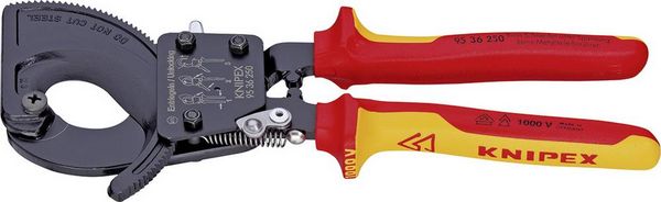 Produktbild: Knipex 95 36 250 Ratschen-Kabelschneider Geeignet f&uuml;r (Abisoliertechnik) Alu- und Kupferkabel, ein- und mehrdr&auml;htig 32 mm 240 mm&sup2;