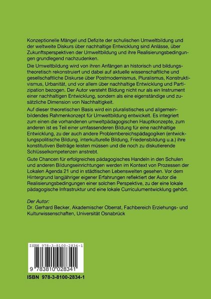 Produktbild: Urbane Umweltbildung im Kontext einer nachhaltigen Entwicklung