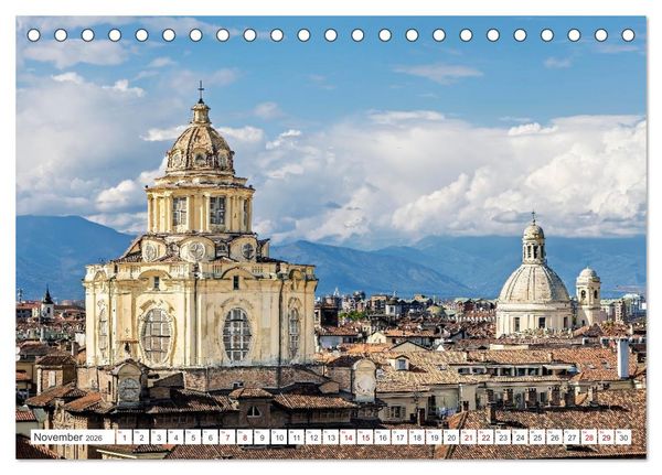 Produktbild: Turin - Zwischen Kaffeeh&auml;usern und K&ouml;nigsschl&ouml;ssern (Tischkalender 2026 DIN A5 quer), CALVENDO Monatskalender
