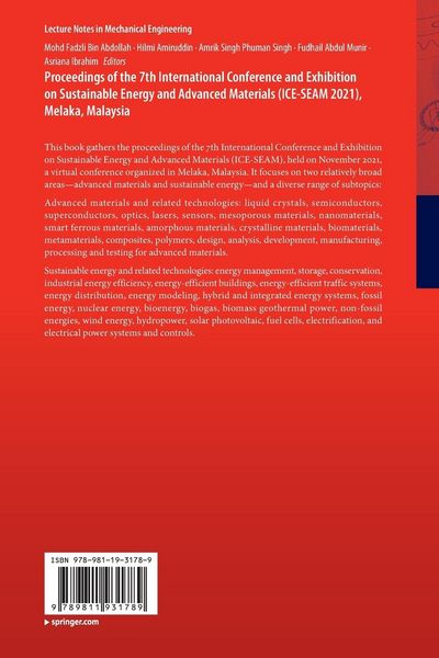 Produktbild: Proceedings of the 7th International Conference and Exhibition on Sustainable Energy and Advanced Materials (ICE-SEAM 2021), Melaka, Malaysia