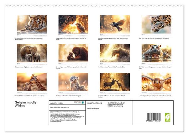 Produktbild: Geheimnisvolle Wildnis (hochwertiger Premium Wandkalender 2026 DIN A2 quer), Kunstdruck in Hochglanz