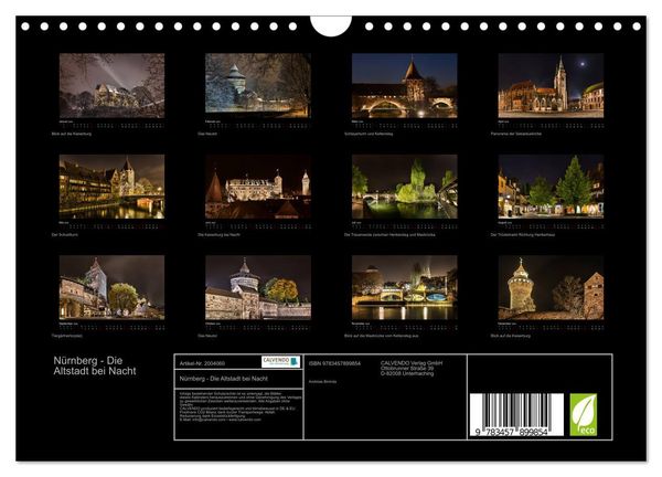 Produktbild: N&uuml;rnberg - Die Altstadt bei Nacht (Wandkalender 2026 DIN A4 quer), CALVENDO Monatskalender