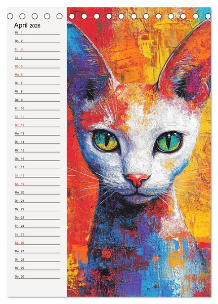 Produktbild: Katzenportraits. Moderne Samtpfoten-Kunst (Tischkalender 2026 DIN A5 hoch), CALVENDO Monatskalender