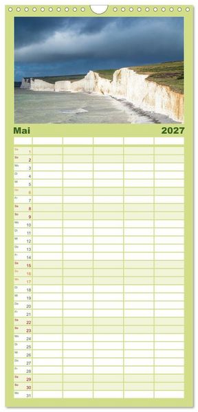 Produktbild: Familienplaner 2027 - Seven Sisters - Gro&szlig;britanniens h&ouml;chste Kreidefelsen mit 5 Spalten (Wandkalender, 21 x 45 cm) CALVENDO