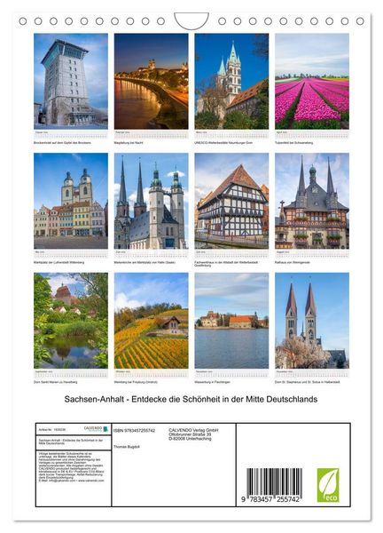Produktbild: Sachsen-Anhalt - Entdecke die Sch&ouml;nheit in der Mitte Deutschlands (Wandkalender 2026 DIN A4 hoch), CALVENDO Monatskalender