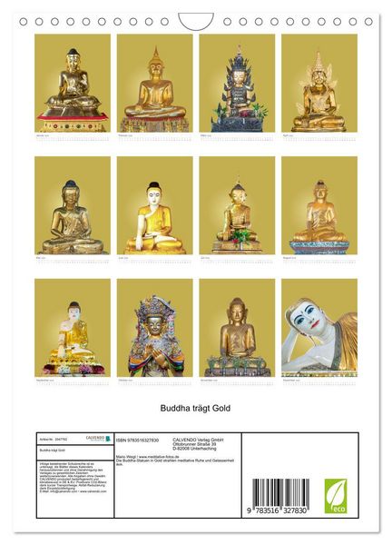 Produktbild: Buddha tr&auml;gt Gold (Wandkalender 2026 DIN A4 hoch), CALVENDO Monatskalender