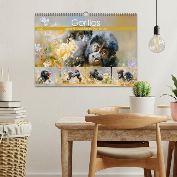 Produktbild: Gorillas. Wilde Kinderstube im Dschungel (Wandkalender 2027 DIN A3 quer), CALVENDO Monatskalender