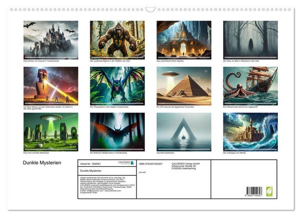 Produktbild: Dunkle Mysterien (Wandkalender 2026 DIN A2 quer), CALVENDO Monatskalender